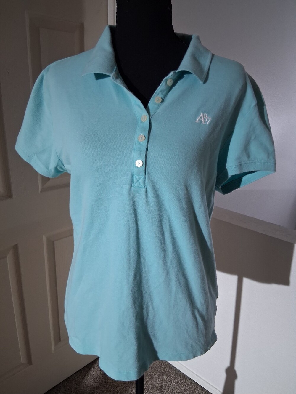 Aeropostale Aqua Short-Sleeve Polo with A87 Embroidery